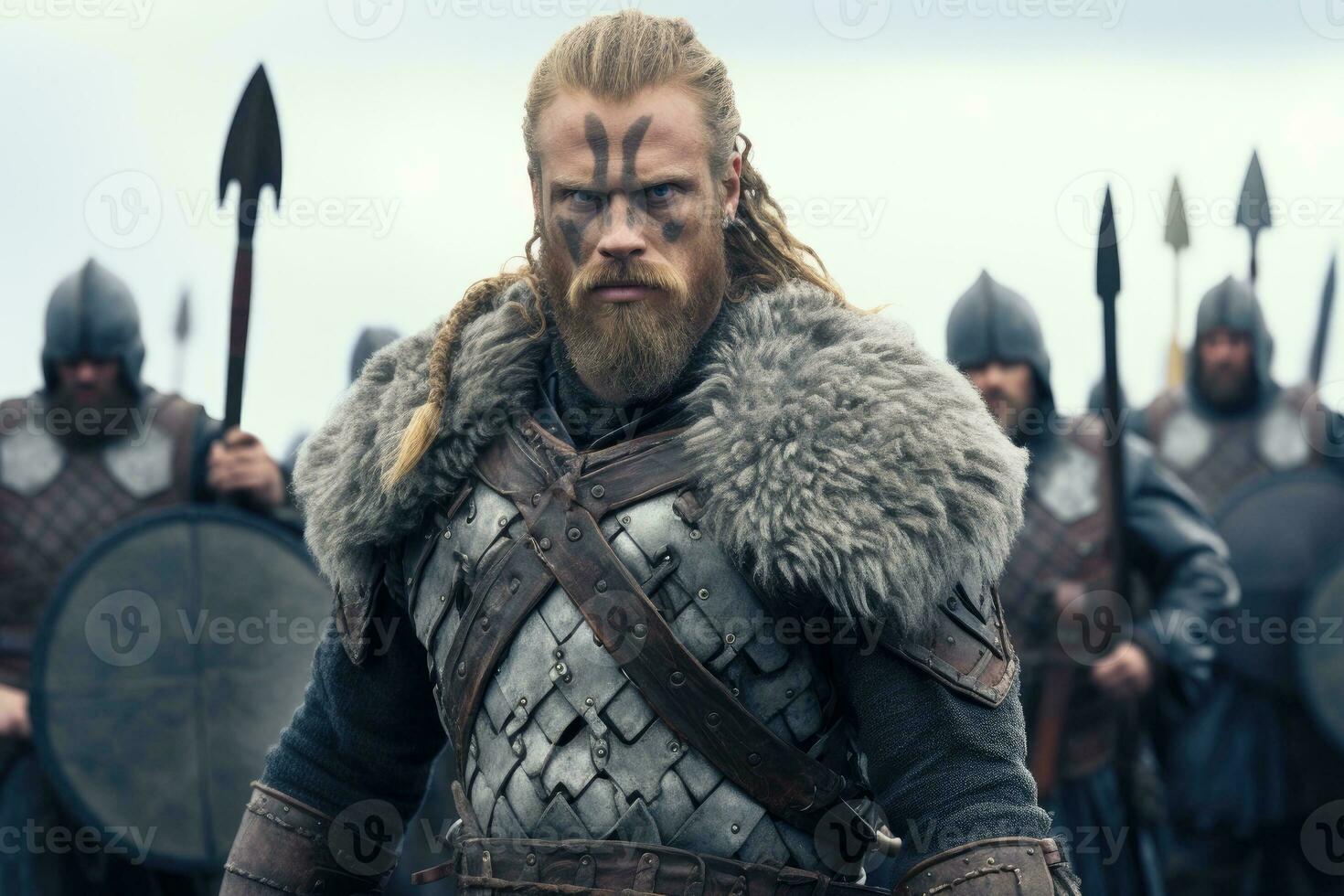 AI generated Portrait of a Viking warrior from Scandinavia. Viking war, Generative AI photo