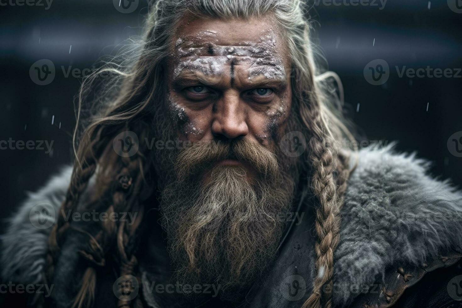 AI generated Portrait of a Viking warrior from Scandinavia. Viking war, Generative AI photo