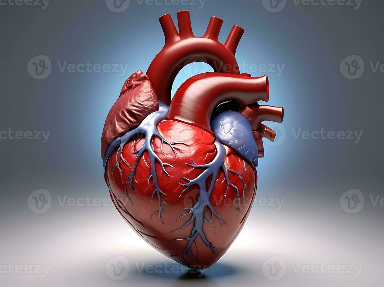 AI generated Romantic Heart Macro 3D Rendered Human Heart, Valentine's Day Love photo