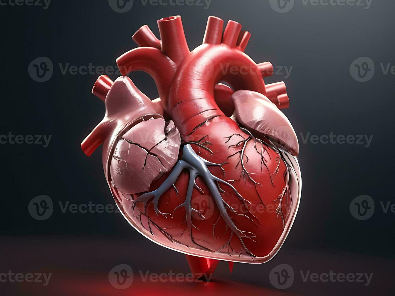 AI generated Romantic Heart Macro 3D Rendered Human Heart, Valentine's Day Love photo