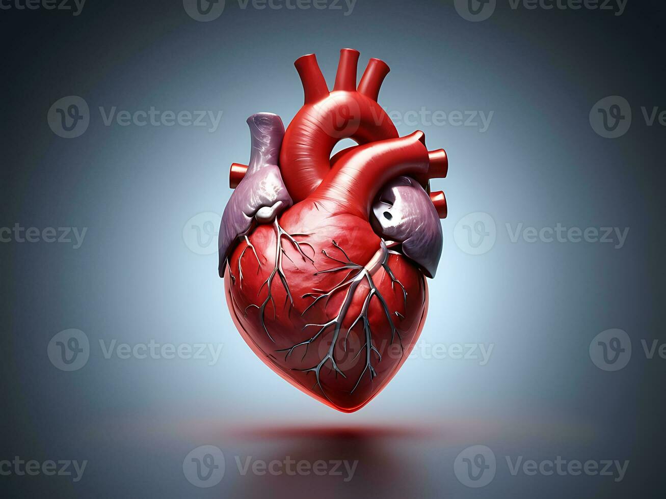 AI generated Romantic Heart Macro 3D Rendered Human Heart, Valentine's Day Love photo