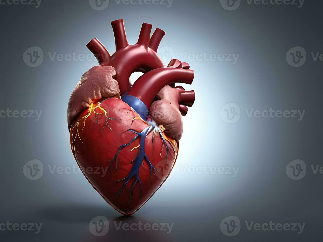 AI generated Romantic Heart Macro 3D Rendered Human Heart, Valentine's Day Love photo