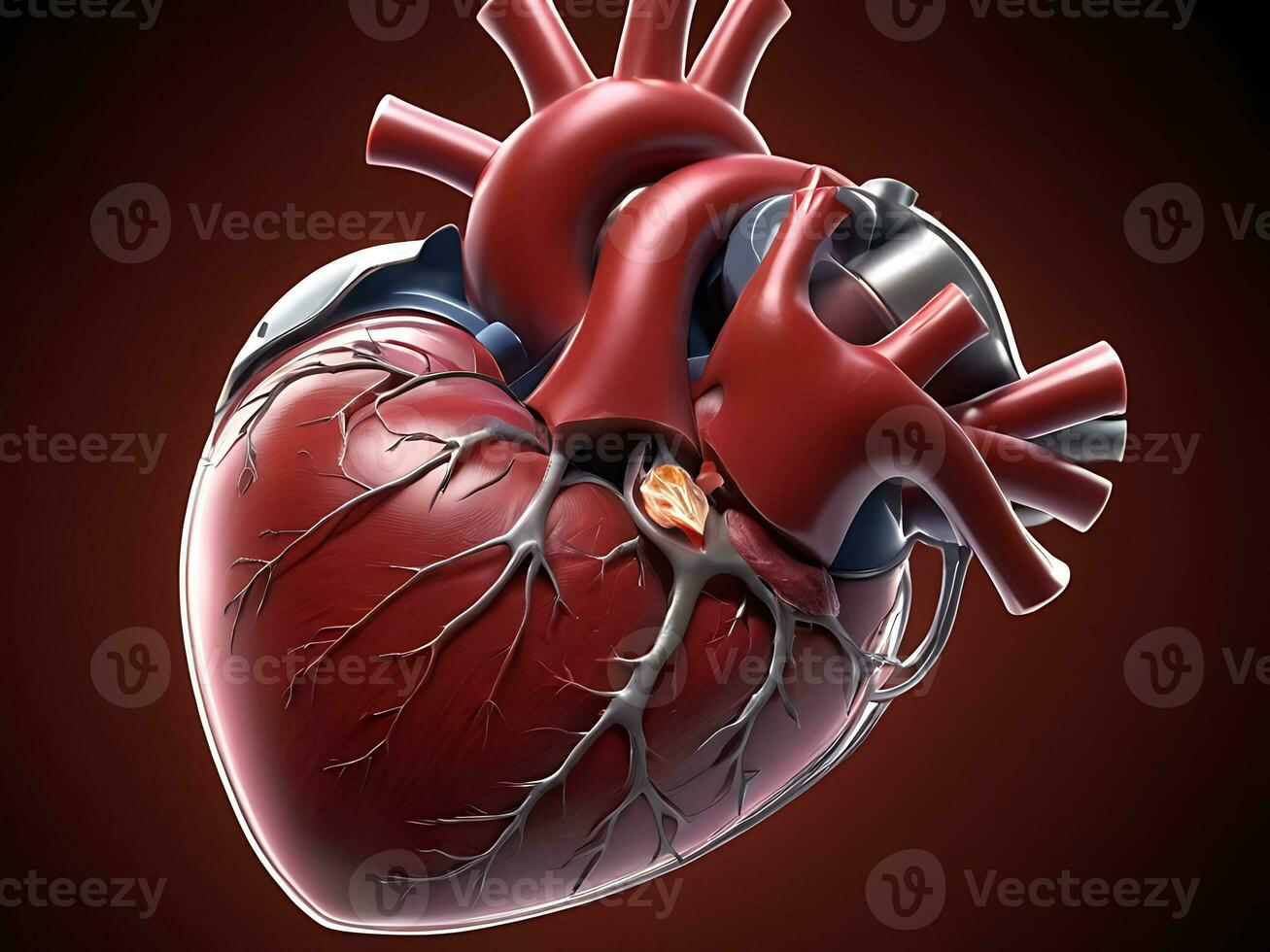 AI generated Romantic Heart Macro 3D Rendered Human Heart, Valentine's Day Love photo