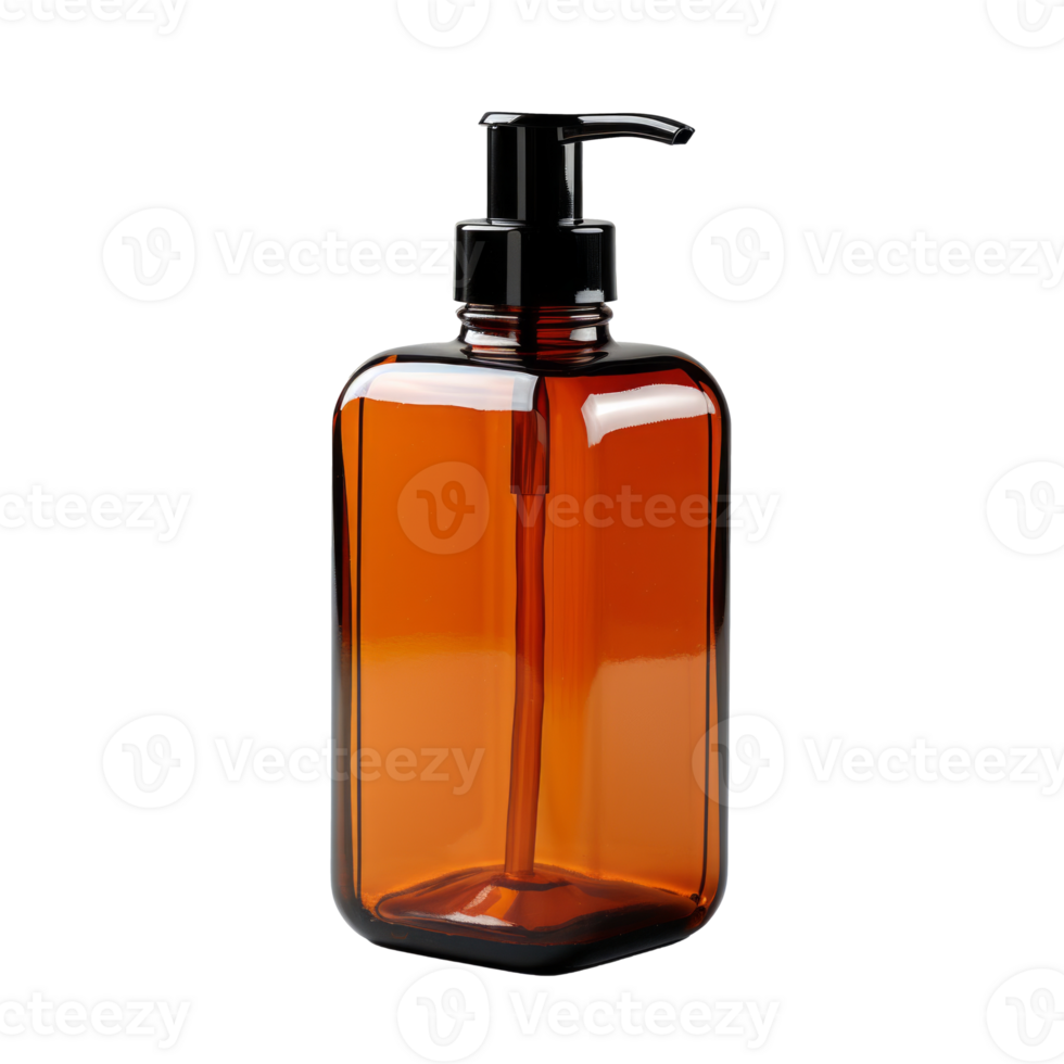 AI generated Amber Bottle of Liquid Soap on Transparent Background Created With Generative AI Technology png