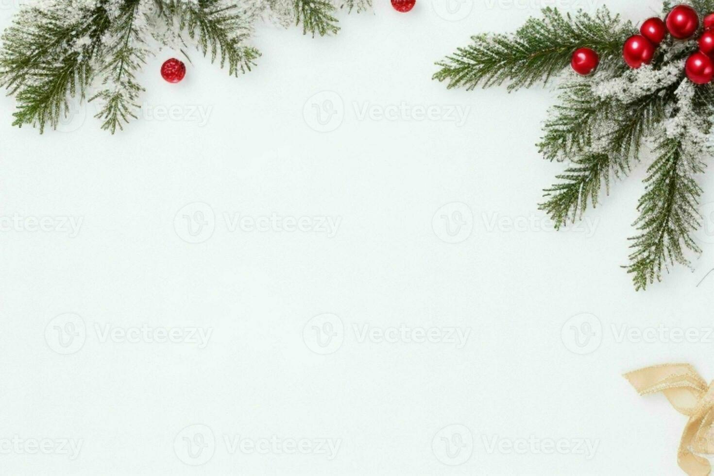 ai generado blanco antecedentes. alegre Navidad y nuevo año bandera con Copiar espacio. Pro foto