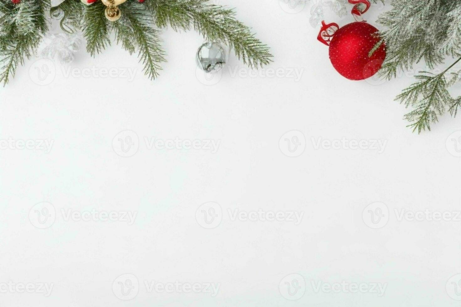 AI generated White background. Merry Christmas and New Year banner with Copy space. Pro Photo