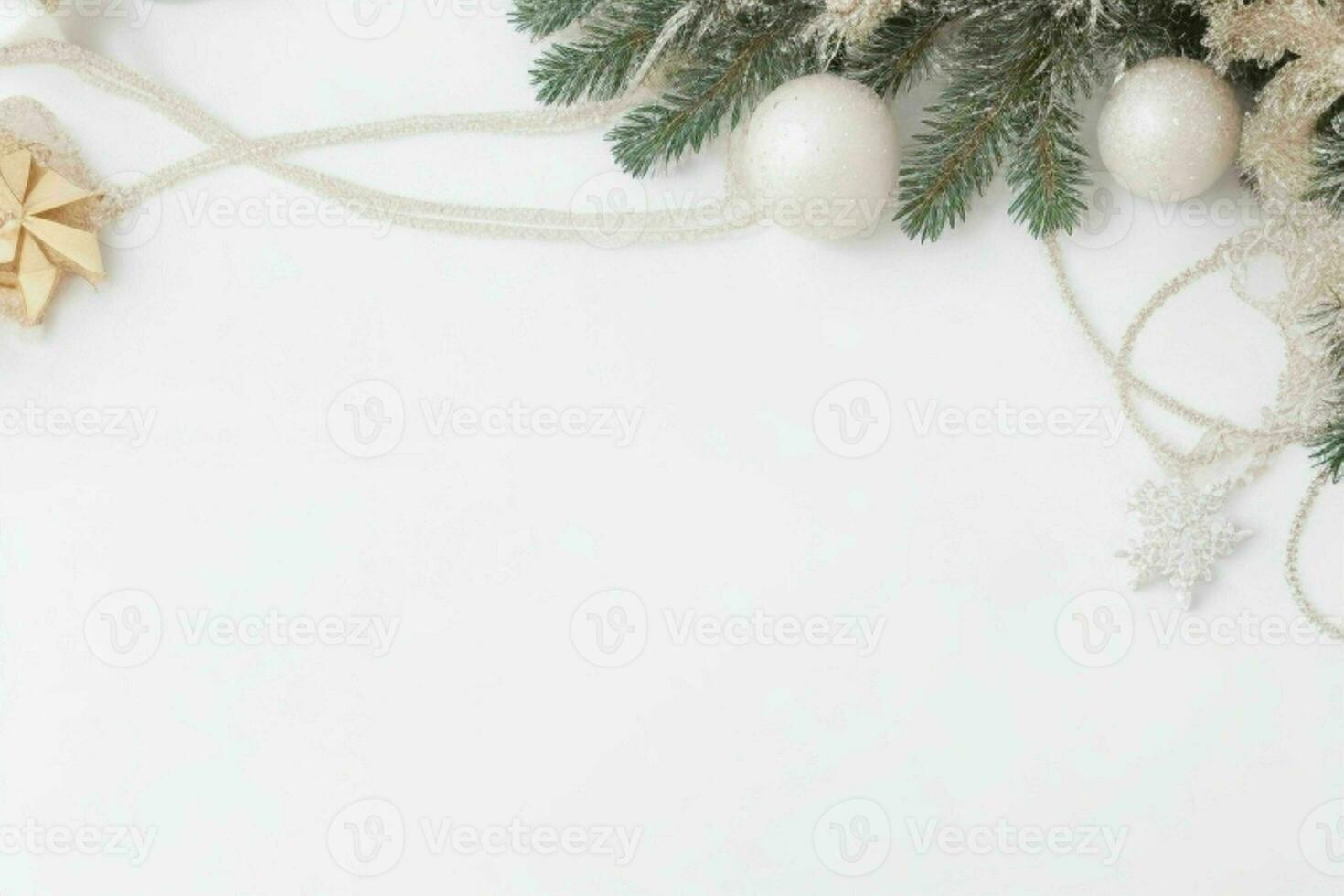 AI generated White background. Merry Christmas and New Year banner with Copy space. Pro Photo