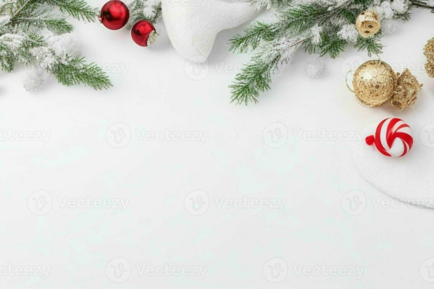 AI generated White background. Merry Christmas and New Year banner with Copy space. Pro Photo