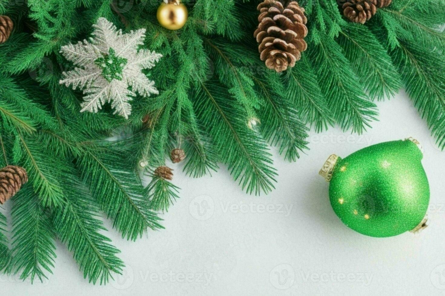 AI generated White background. Merry Christmas and New Year banner with Copy space. Pro Photo