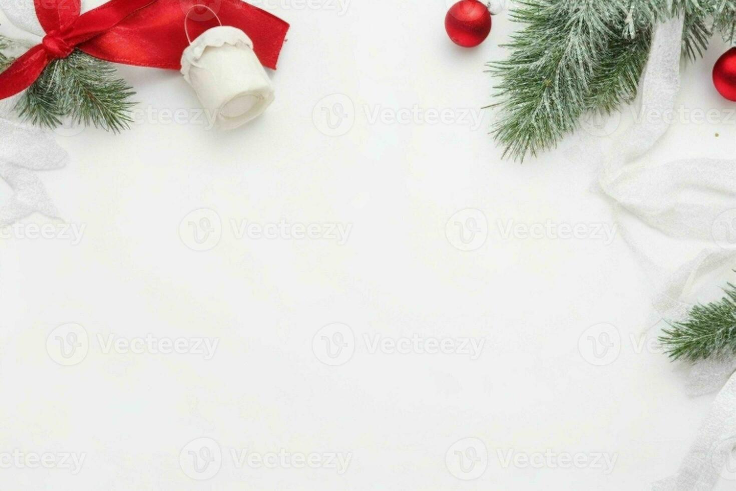 AI generated White background. Merry Christmas and New Year banner with Copy space. Pro Photo