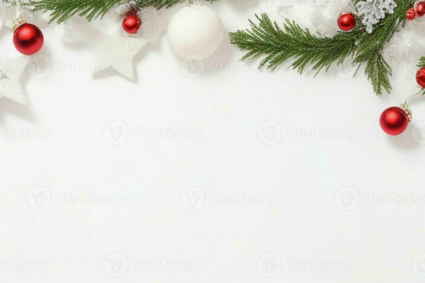 AI generated White background. Merry Christmas and New Year banner with Copy space. Pro Photo