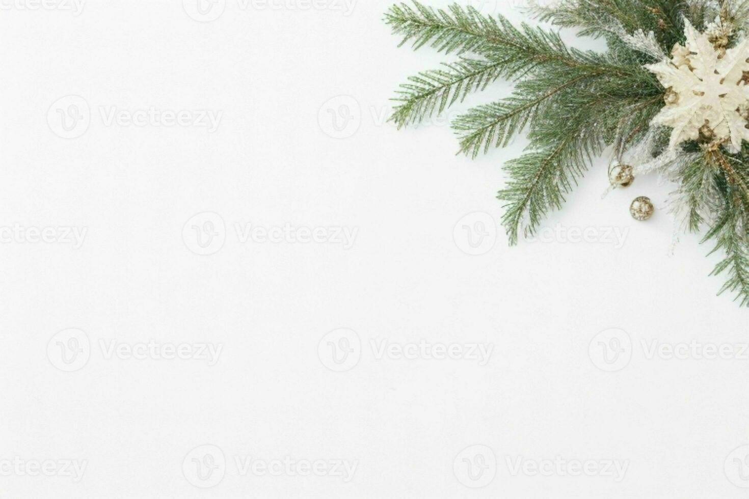 AI generated White background. Merry Christmas and New Year banner with Copy space. Pro Photo