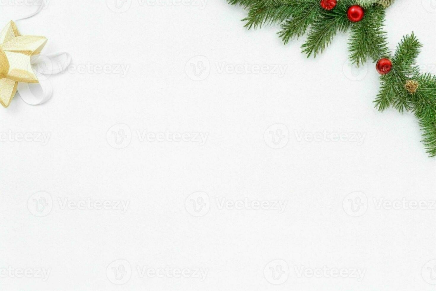 AI generated White background. Merry Christmas and New Year banner with Copy space. Pro Photo