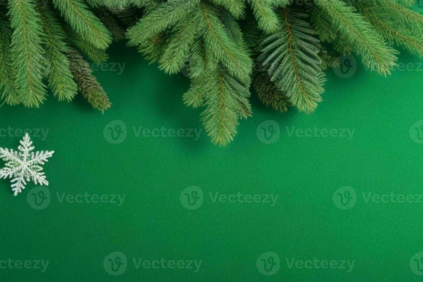 AI generated Green background. Merry Christmas and New Year banner with Copy space. Pro Photo