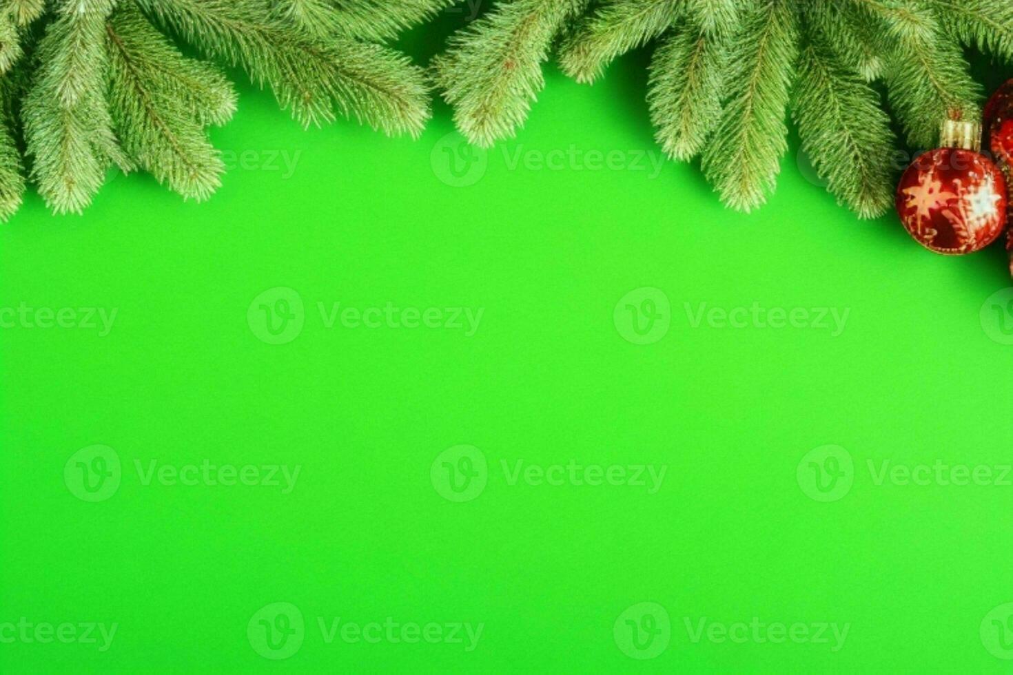 AI generated Green background. Merry Christmas and New Year banner with Copy space. Pro Photo