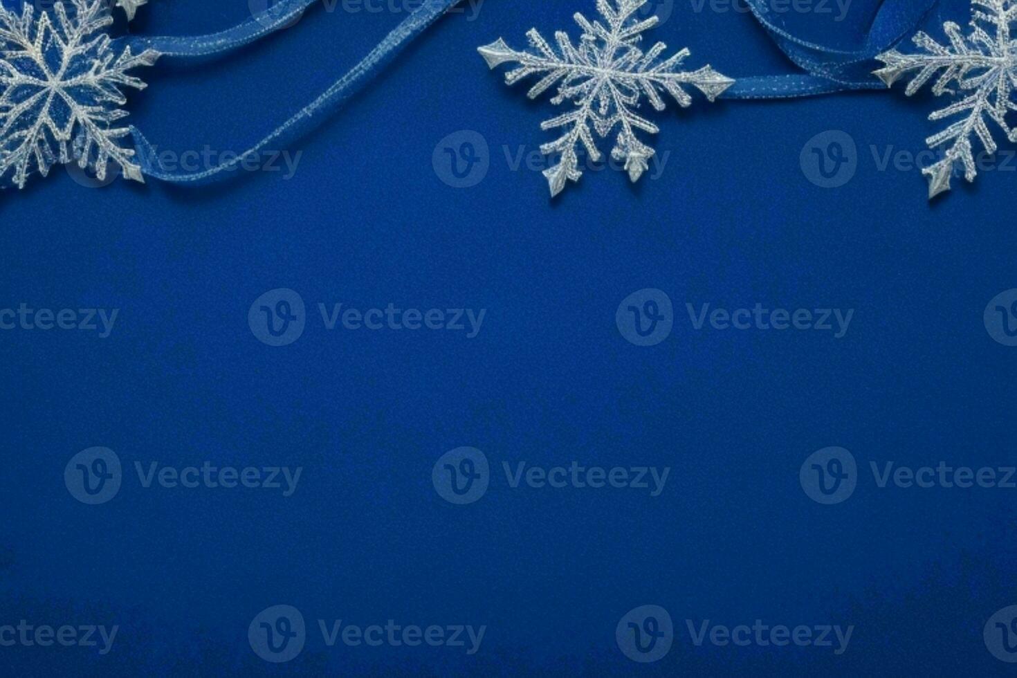 AI generated Blue background. Merry Christmas and New Year banner with Copy space. Pro Photo