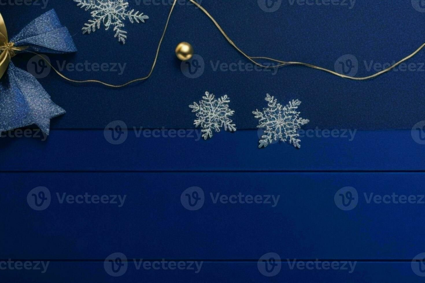 AI generated Blue background. Merry Christmas and New Year banner with Copy space. Pro Photo