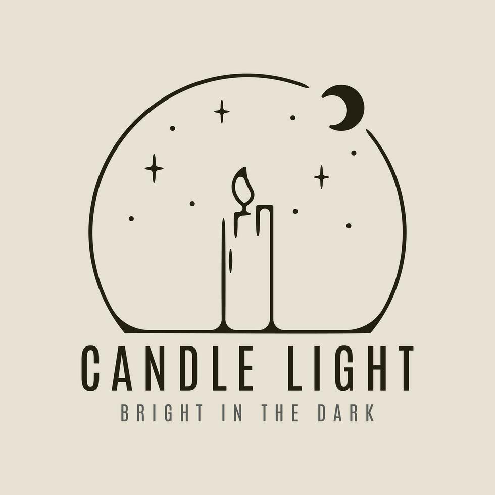 candle light line art logo icon and symbol with emblem, vector illustration minimalist design