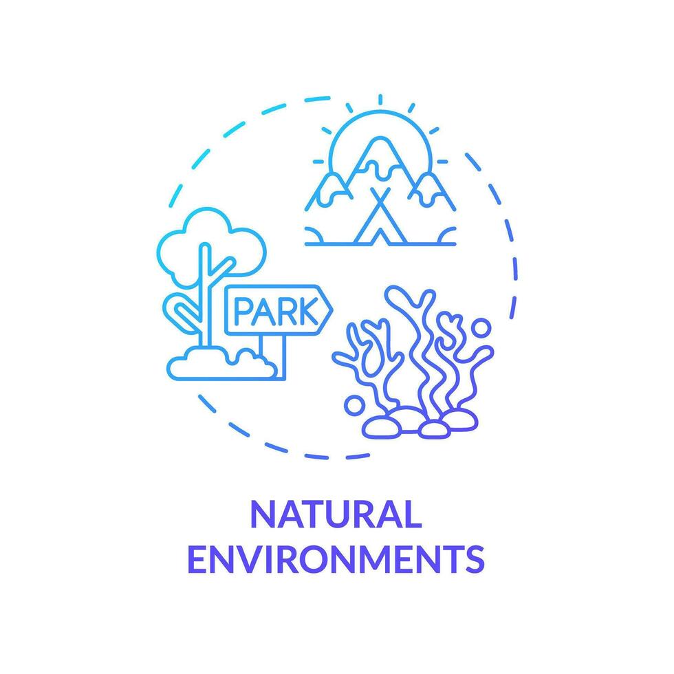 2D gradient natural environments icon, creative isolated vector, thin line illustration representing environmental psychology. vector