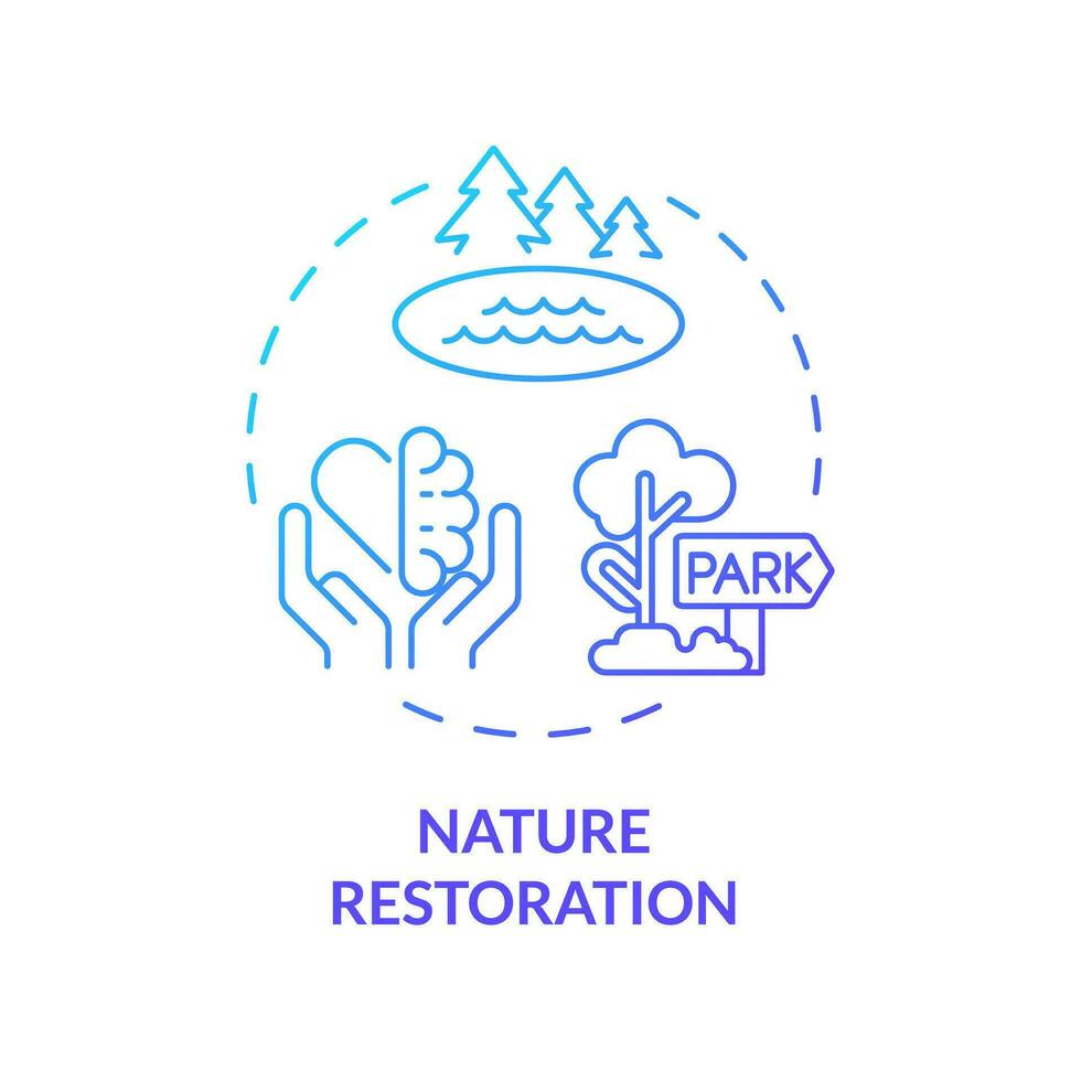 2D gradient nature restoration icon, creative isolated vector, thin line illustration representing environmental psychology. vector