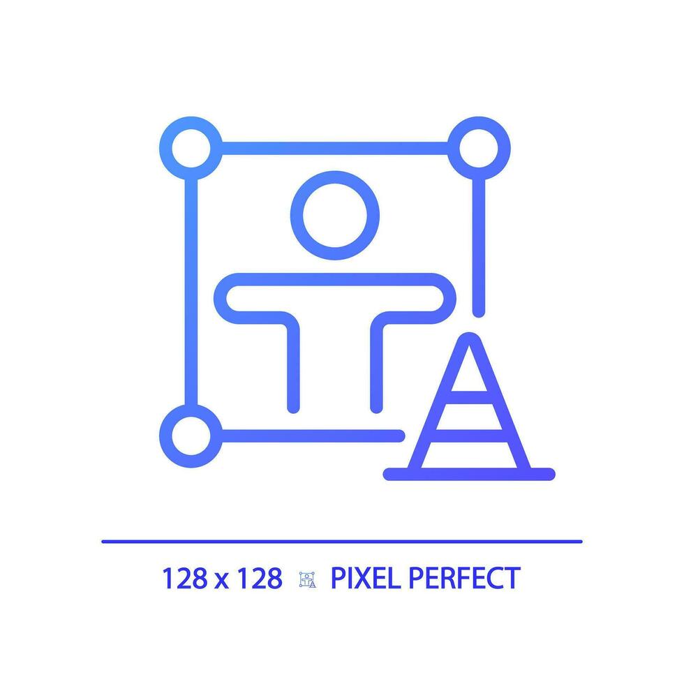 2D pixel perfect gradient accountability icon, isolated vector, thin line purple illustration representing soft skills. vector