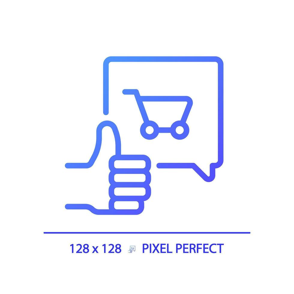 2D pixel perfect gradient purchase decision icon, isolated vector, thin line purple illustration representing soft skills. vector