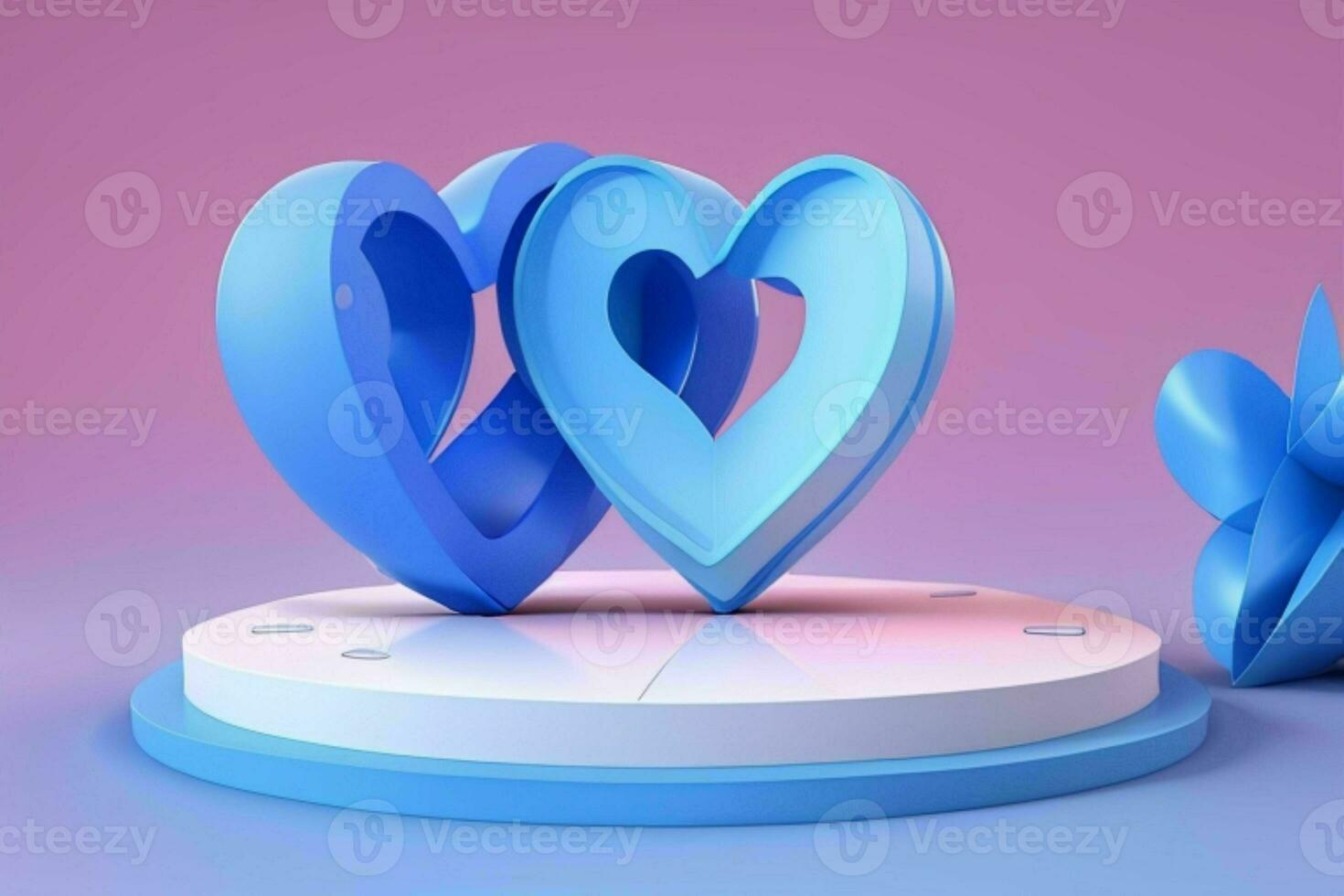 AI generated 3D rendering podium for product display mockup, Valentine's day love shape background. Pro Photo