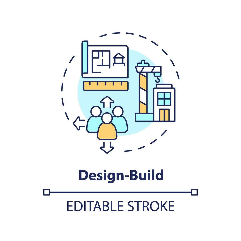 2D editable multicolor design build icon, simple isolated vector, construction cost thin line illustration. vector