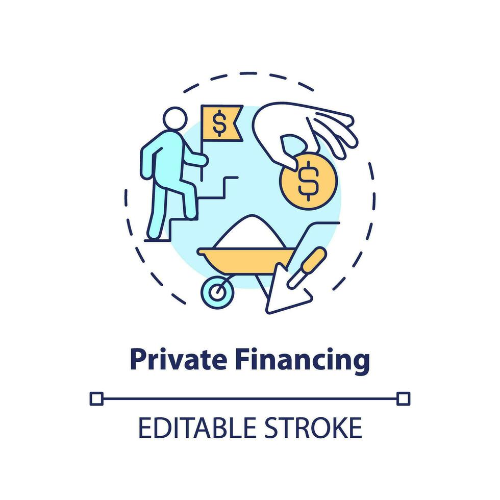 2D editable multicolor private financing icon, simple isolated vector, construction cost thin line illustration. vector