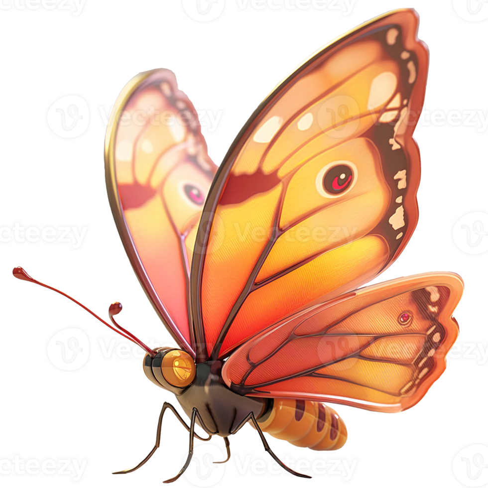AI generated Butterfly with beautiful color, realistic 3d design. Suitable for design elements png