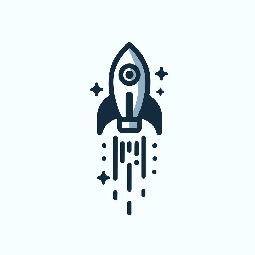 AI generated Software solutions startup monochrome line logo. Innovation business value. Rocket launch simple icon. Design element. Ai art for corporate branding vector