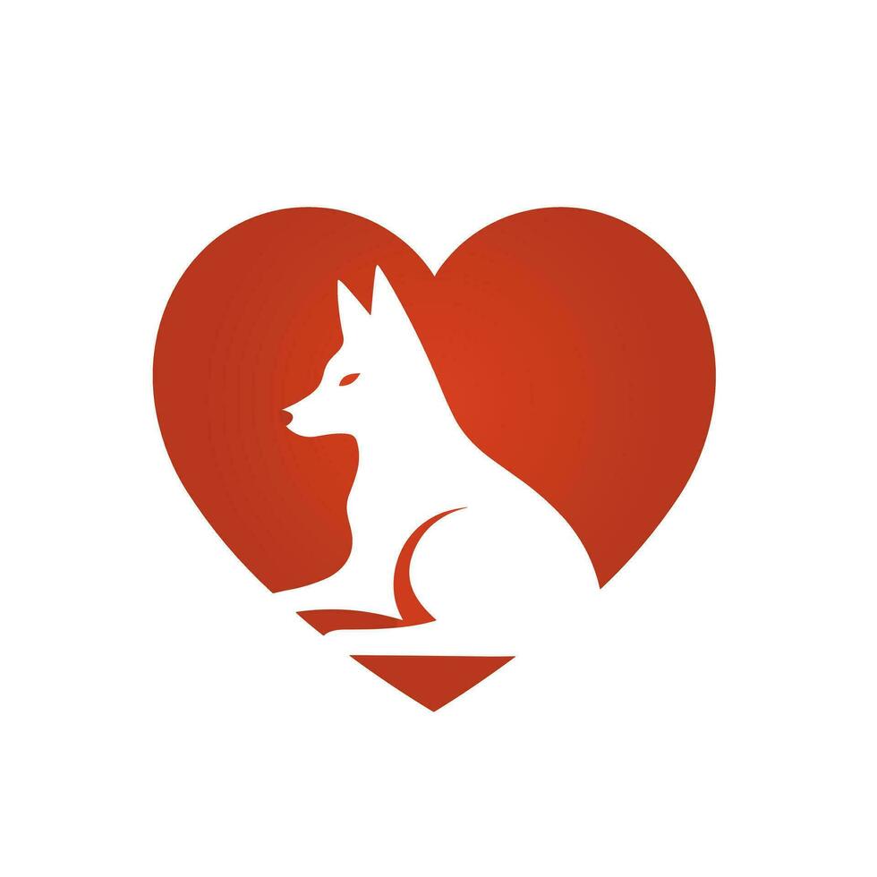 ai generado perro rescate Servicio lleno rojo logo. compasión cuidado negocio valor. perro en corazón forma sencillo icono. diseño elemento. ai Arte para corporativo marca vector