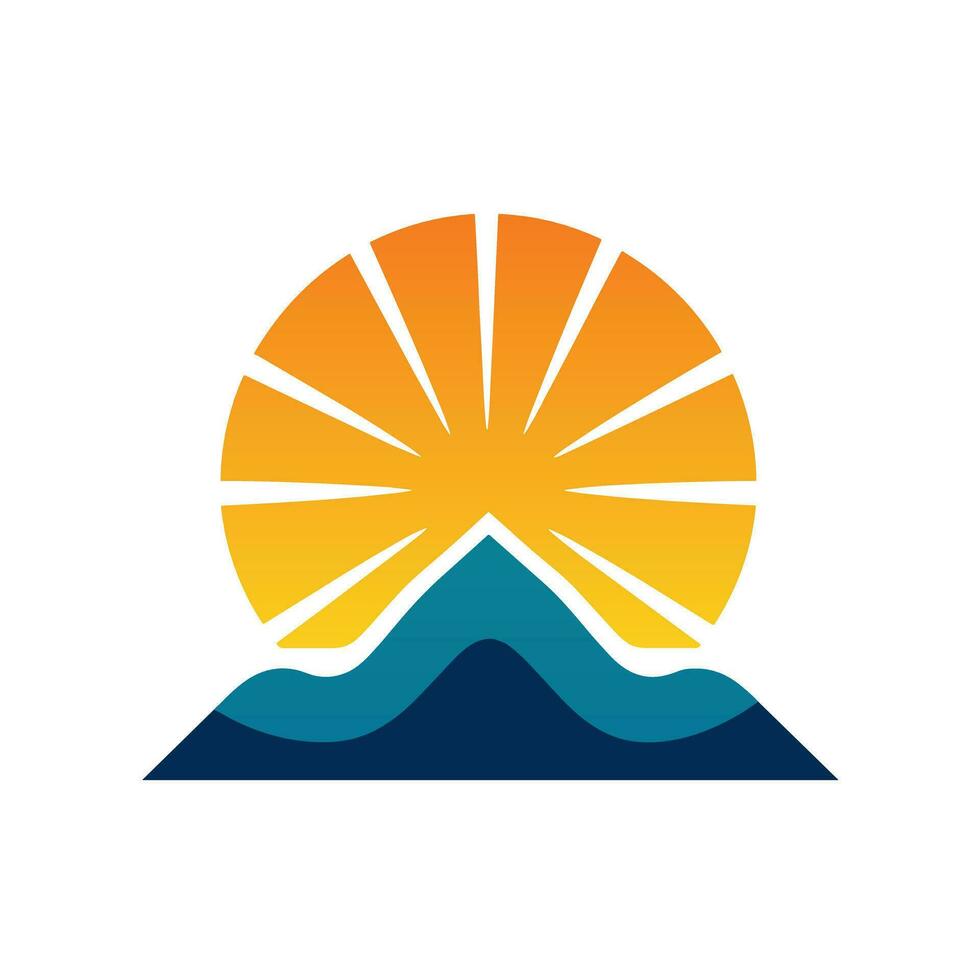 AI generated Renewable sun energy filled gradient logo. Sustainability business value. Sun over mountain simple icon. Design element. Ai art for corporate branding, website vector