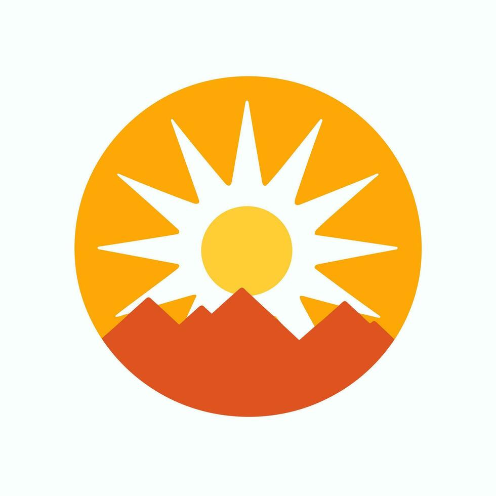 AI generated Solar energy company filled orange logo. Sustainability business value. Sunrise icon. Design element. Ai art for corporate branding, promotional campaign vector