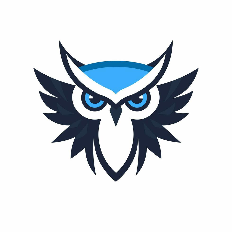 AI generated Software development courses filled blue logo. Intelligence business value. Simple minimalist owl icon. Design element. Ai art for corporate branding vector