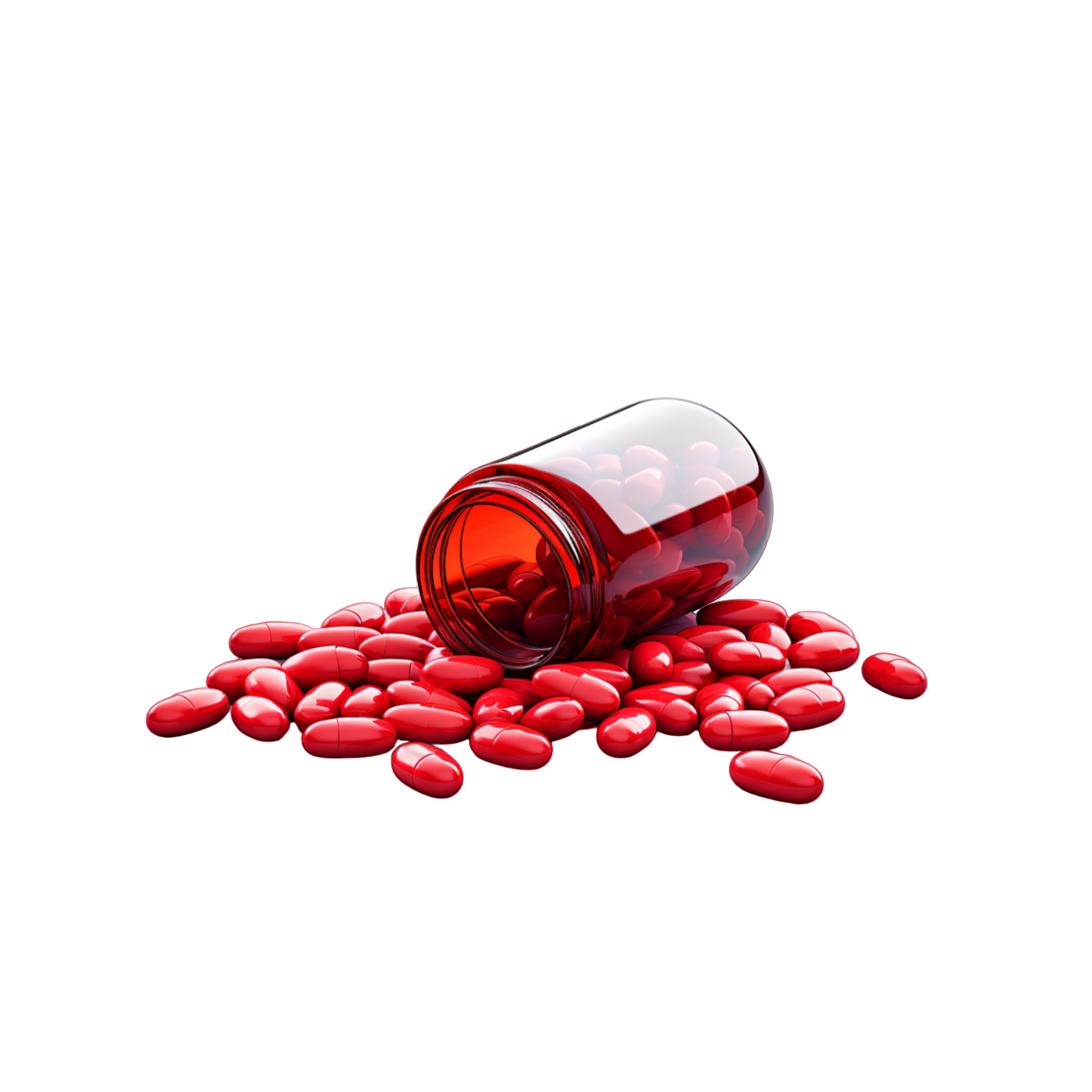 AI generated A red bottle with red pills transparent background