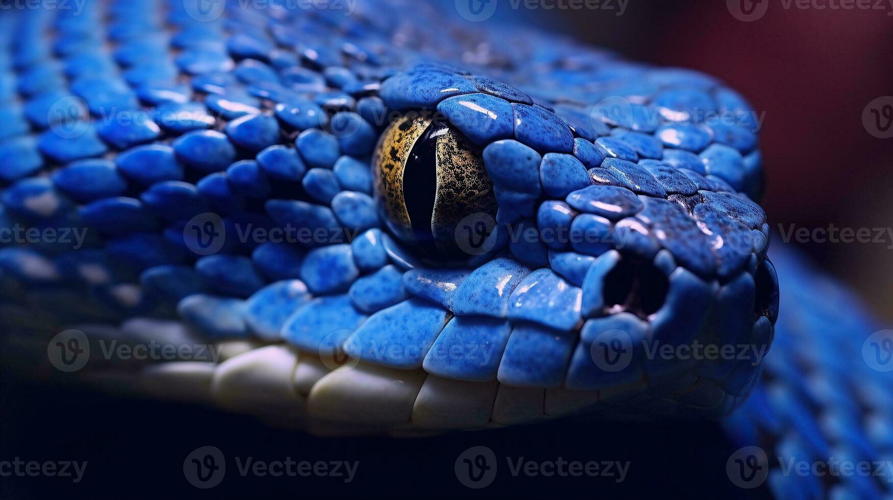 AI generated Blue viper snake closeup face Generative AI photo