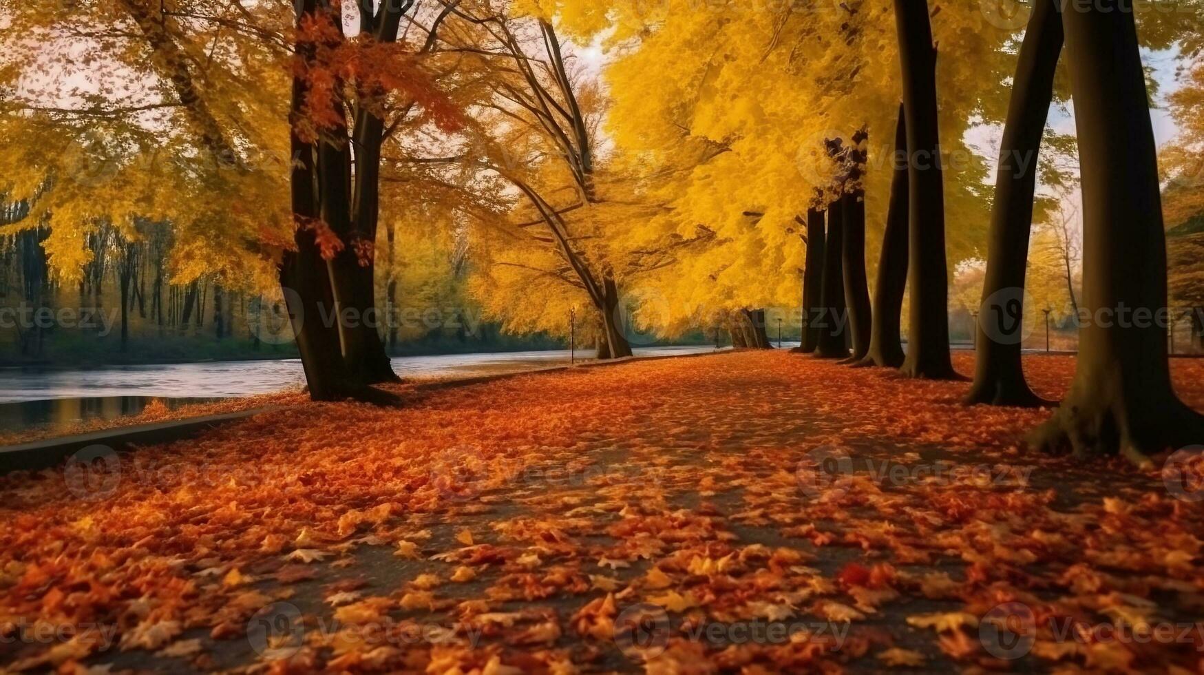 AI generated Beautiful autumn landscape with Generative AI photo