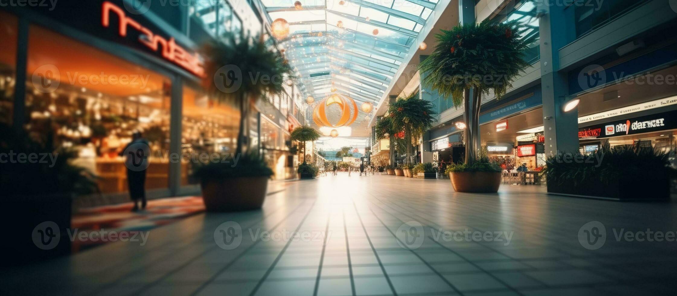 AI generated blur image background of shopping mall photo