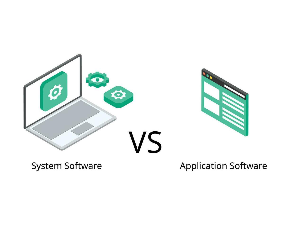 diferencia Entre solicitud software y operando sistema software vector