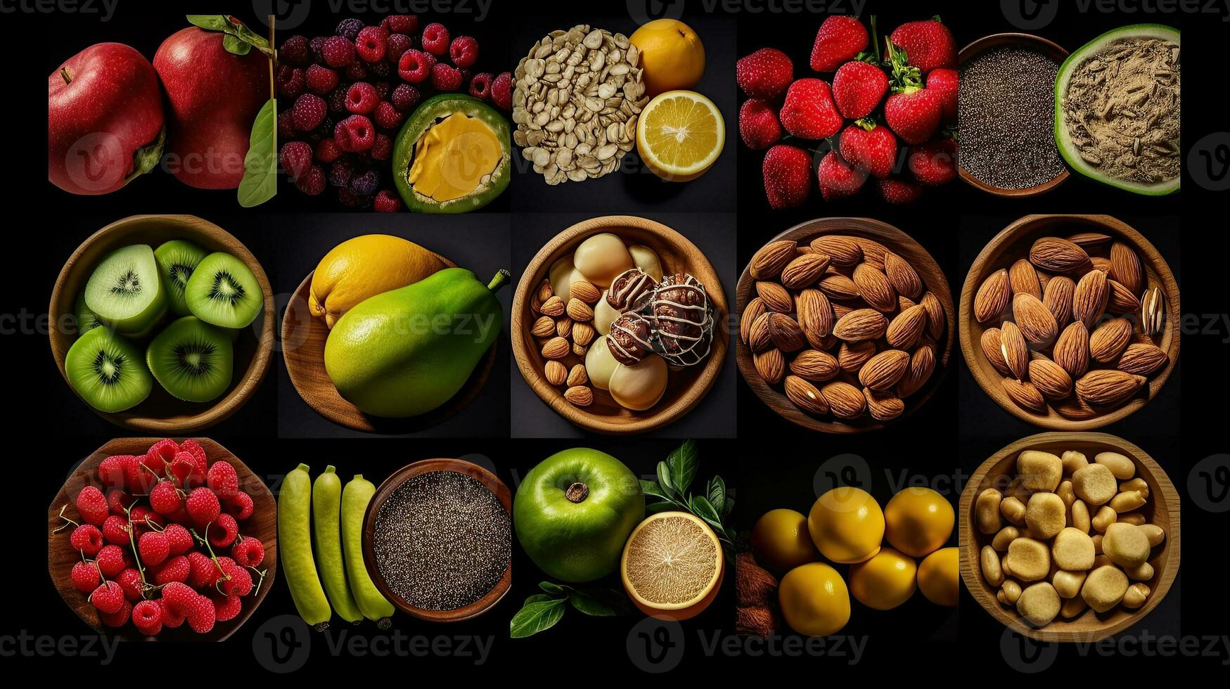 ai generado collage de comida productos generativo ai foto