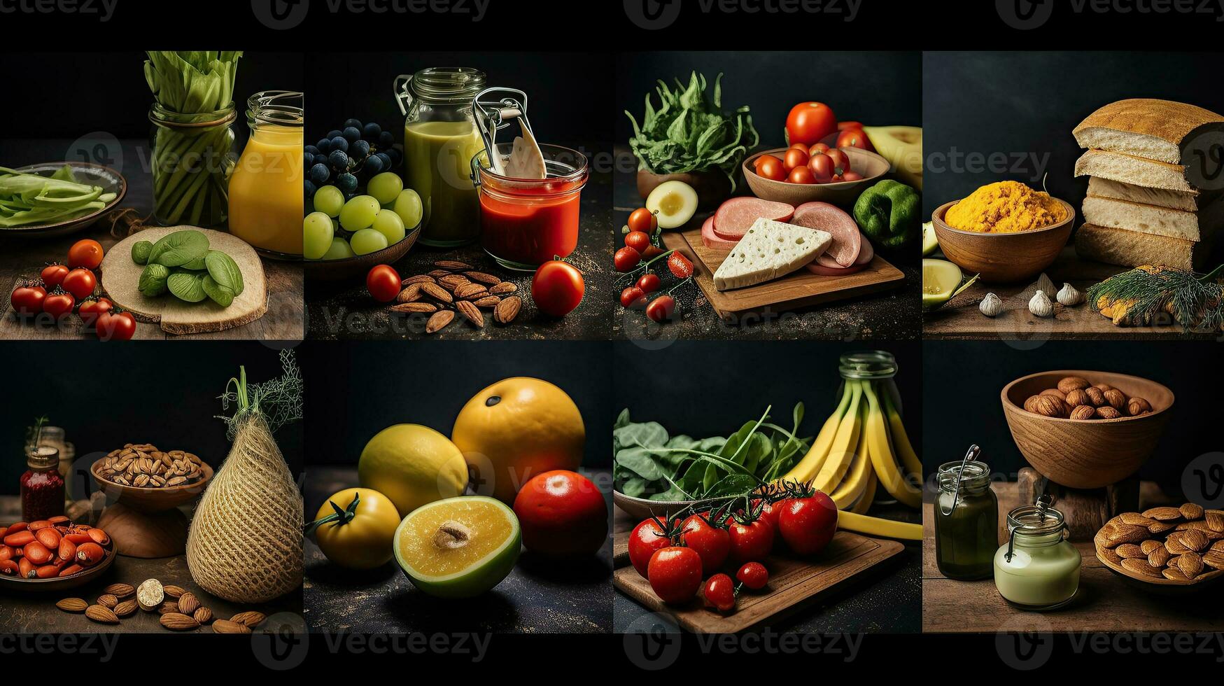 AI generated Collage of food products Generative AI photo