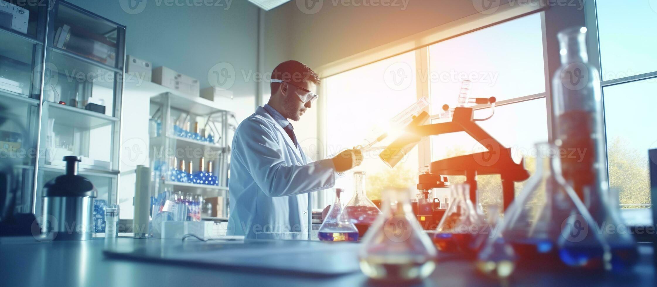 AI generated Professional health care researchers working in life of medical science laboratory photo