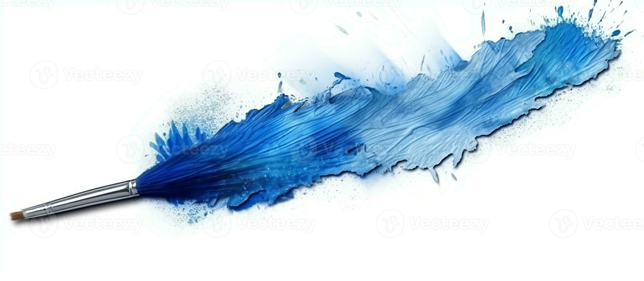 AI generated Acrylic stain paint brush stroke blue photo