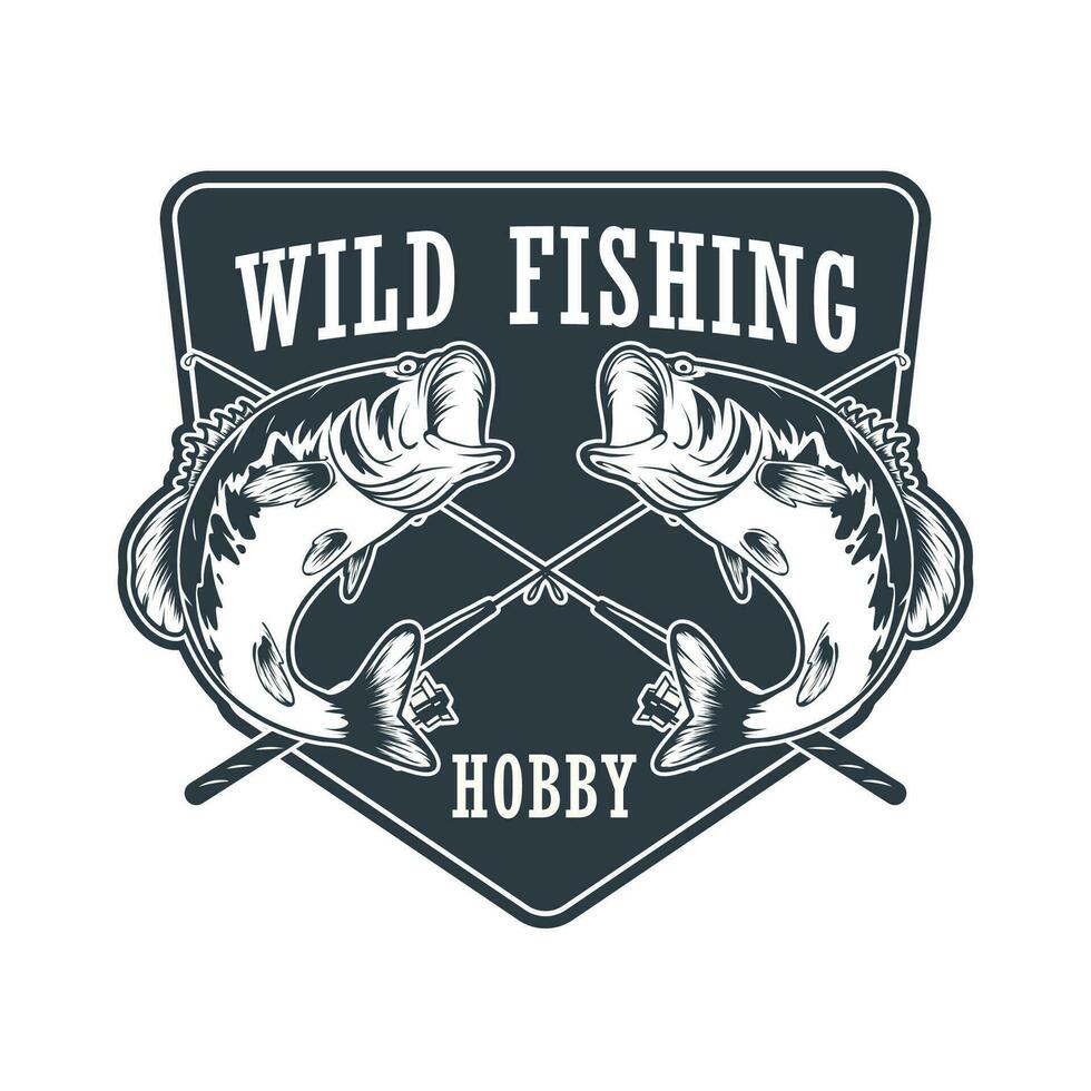 Wild bass fishing hobby logo template vector