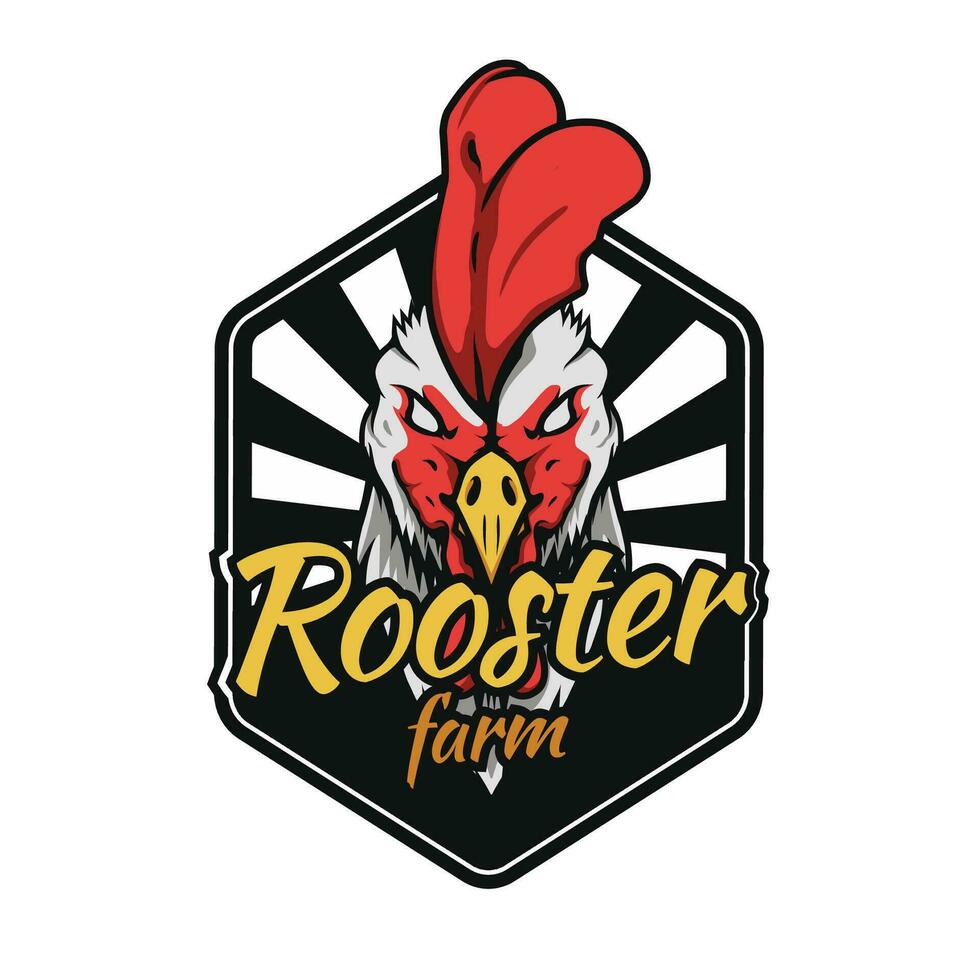 Rooster chicken farm logo template vector