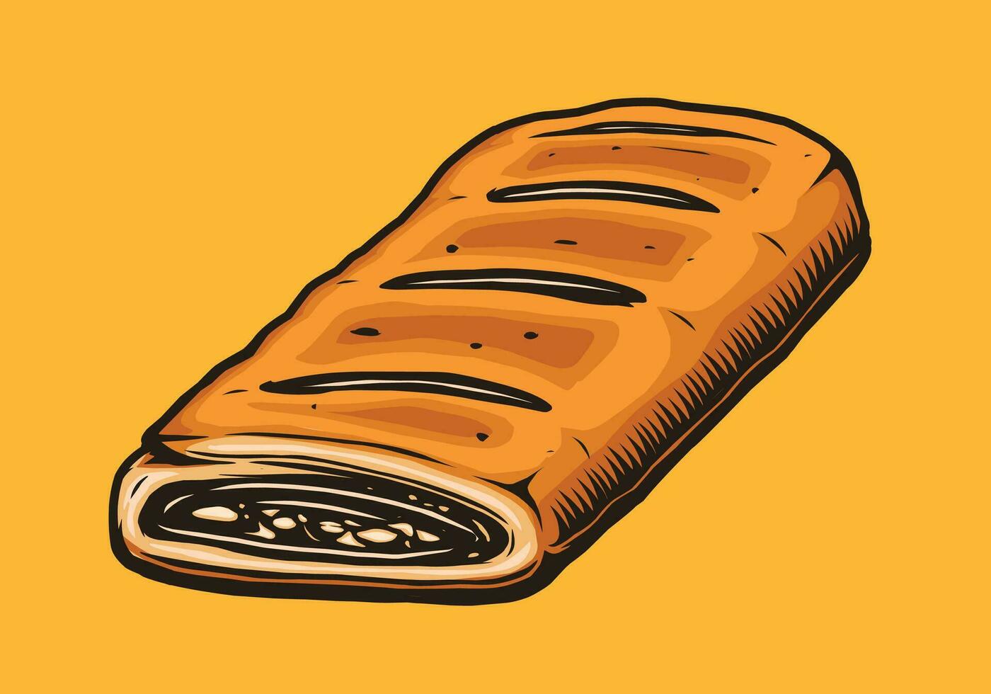 Strudel food vector drawing design