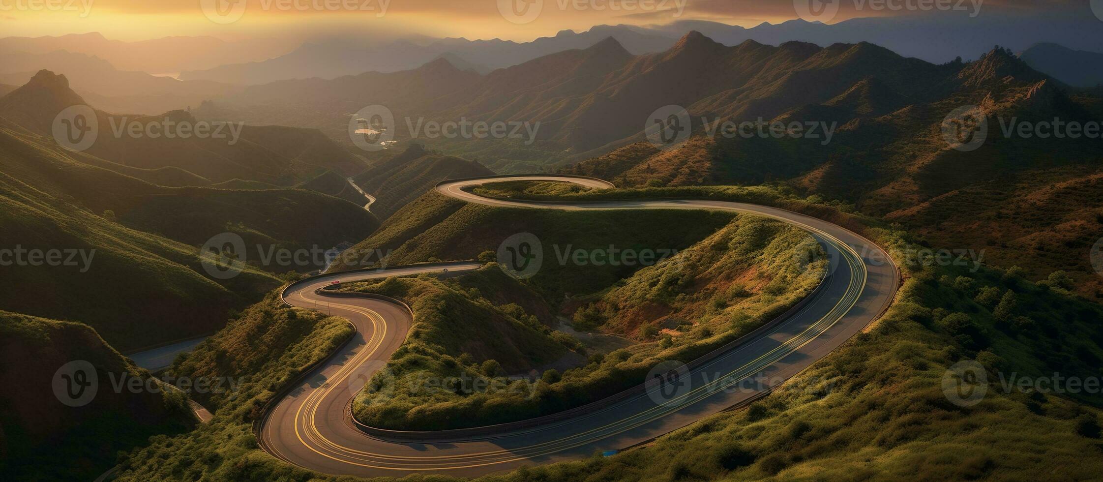 AI generated This inspiring winding road stretching into the distance photo