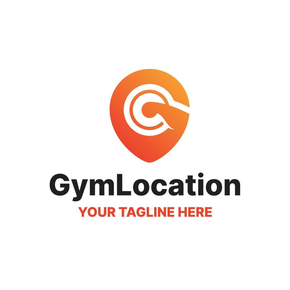 Gym Fitness Location Pin Map Vector Abstract Illustration Logo Icon Design Template Element