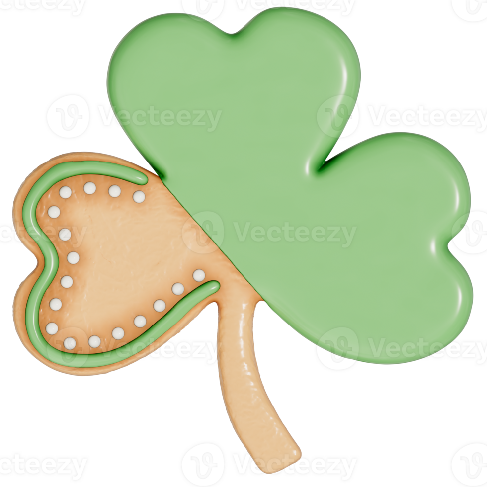 St. Patrick's Day dessert Chocolate Mint Shamrock cookies on transparent background, 3D Rendering png